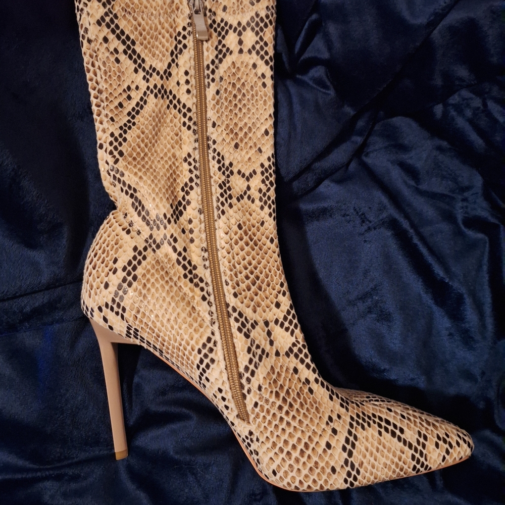 Simmi London Snake Print Heeled Boots - Picture 3 of 5